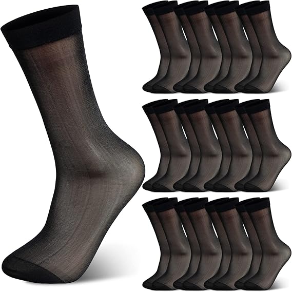 JenPen 12 Pairs Nylon Socks Men Ultra Thin Dress Socks
