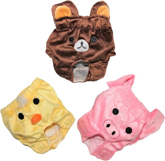 Dog Puppy Diaper Female Girl Reusable Washable for Small Dog Breeds Pig, Chick, Bear (M - Waist 9" - 11", Pink)