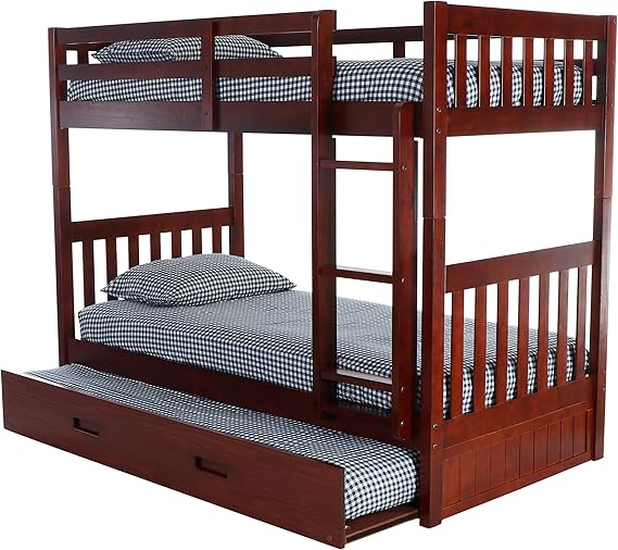 Discovery World Furniture with Trundle Bunk Bed Twin Over Twin Merlot