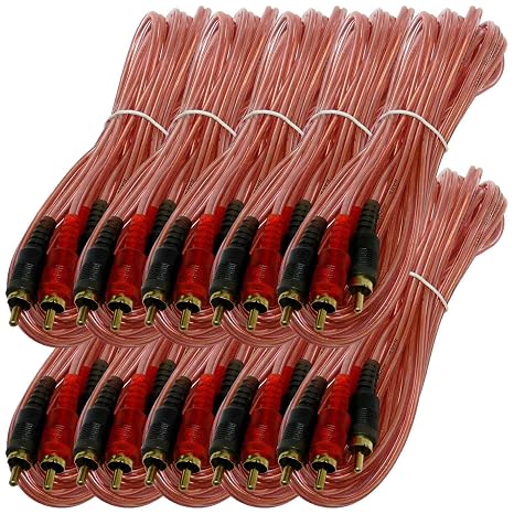 Bass Rockers 17ft Interconnect RCA Audio Cables (Bulk 10 Pack) - BRC17 (17 Ft)