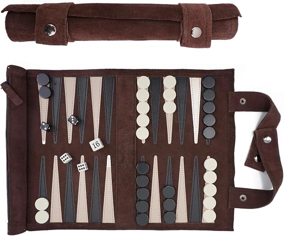 Sondergut Roll-Up Suede Backgammon Game (Color-Mocha)