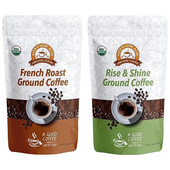 Alex's Low Acid Organic Coffee 12oz Bag - Caffeine Fiend Ground Variety Pack
