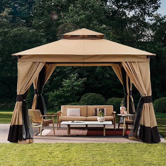 10'x10' Patio Outdoor Gazebo with Netting by ABCCANOPY