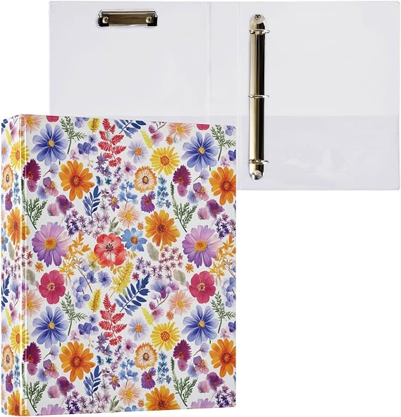 1.5" Binder 3 Ringed for Letter Size (11" X 8.5") with Pockets Office Supplies 200 Sheets 2 Pack New Zealand Silver Fern Beauty Summer Flowers