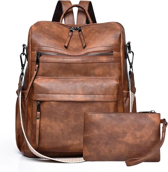 Womens Leather Backpack Purse, Ladies Travel Designer Shoulder Bags