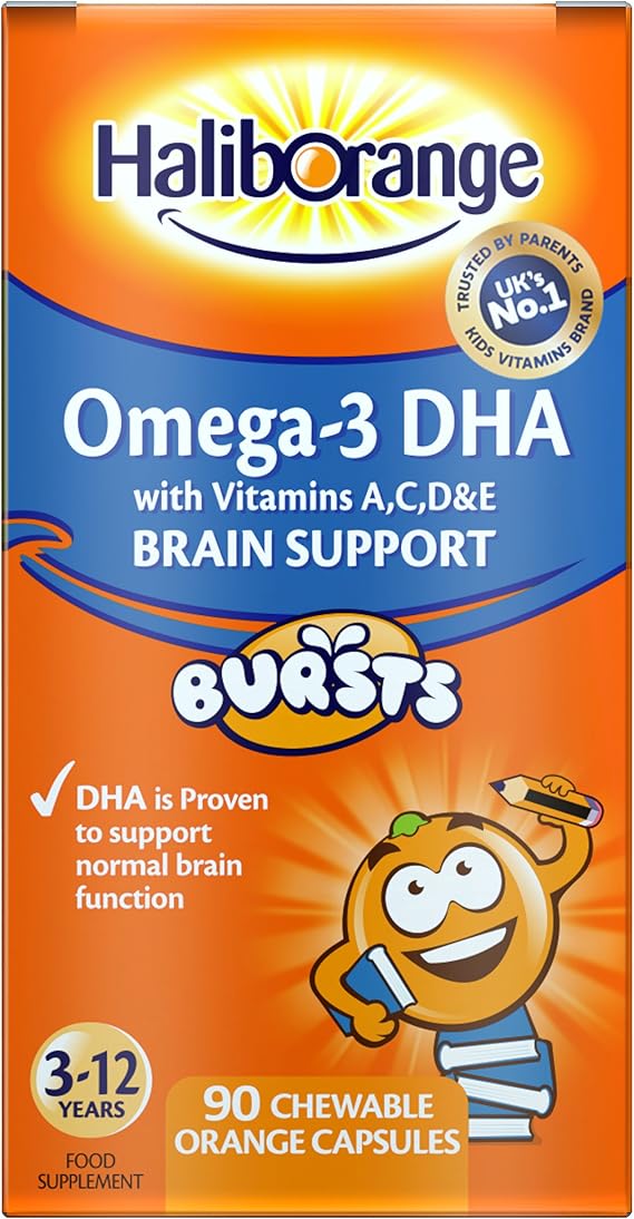 Haliborange Kids Omega-3 with Vitamins 90 Orange Chewable Fruit Burst Capsules