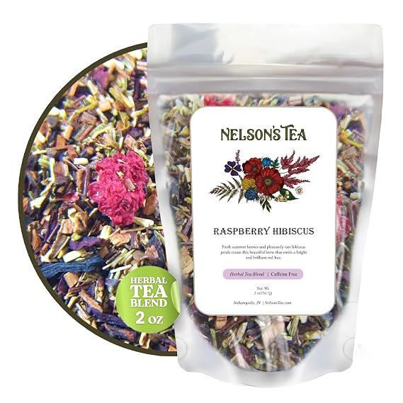 Nelson's Tea Raspberry Hibiscus Rooibos Loose Leaf Tea, 2 oz