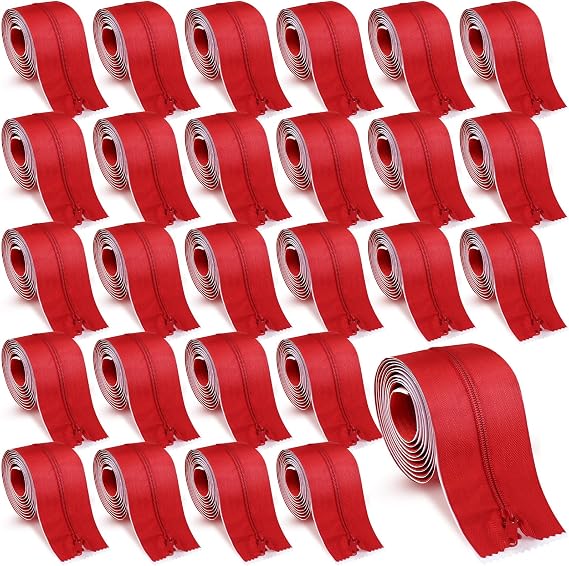 Tigeen 8 Roll Heavy Duty Zipper Door Dust Barriers 7 ft x 5 Inch,Red