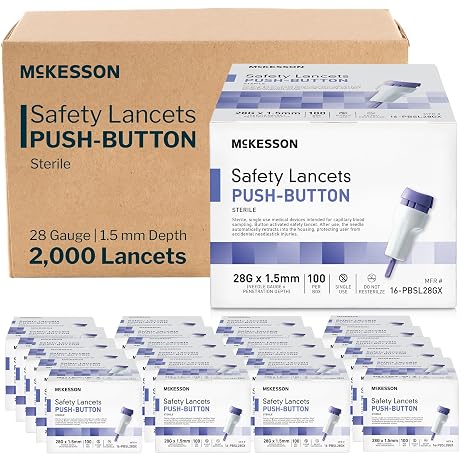 McKesson Lancets for Diabetes Testing Lancing Device, 28 g, 1.5 mm, 2000 ct