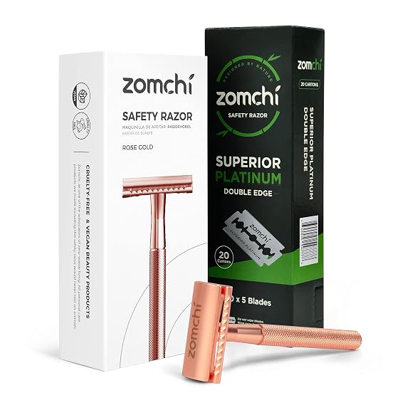 Rose Gold Double Edge Safety Rzor+100 Counts Safety Razor Blades