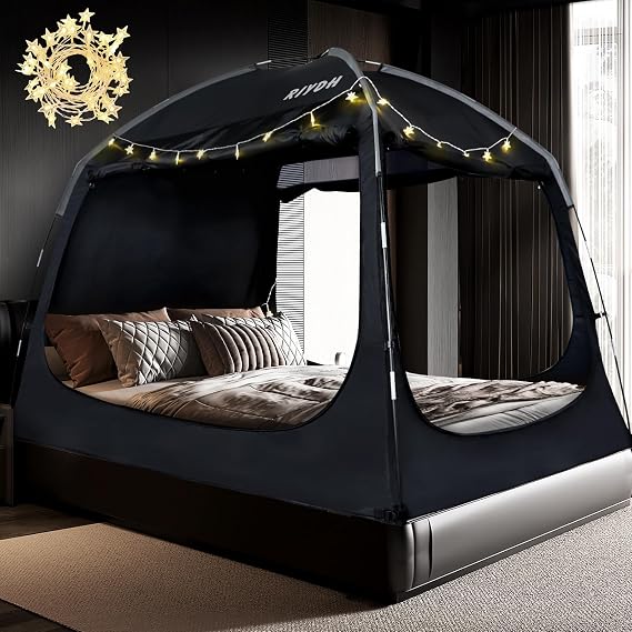 Bed Tent King Canopy for Adult and Kids Blackout 93% Indoor Sleep Tents