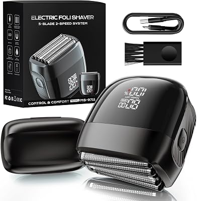 Electric Foil Shaver for Men: 5-Blade System, IPX8 Waterproof