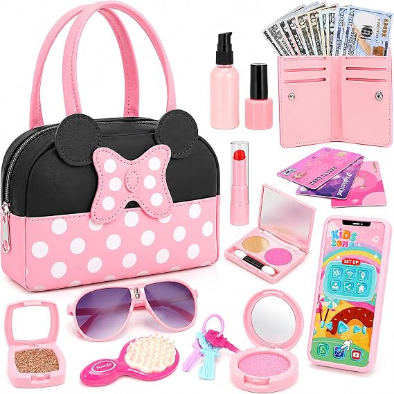 Mytothfy Pretend Play Purse for Little Girls, Toddler Purse Makeup Set Toys | for Girls Age 3 4 5 6, Toddler Purse with Accessories, Kids Purse Toy Birthday Gifts, Princess Pretend Play Purse Toys