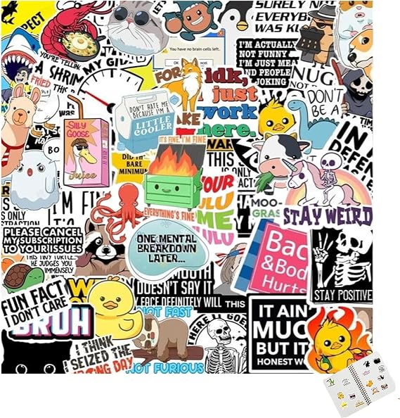 130 Pcs Funny Stickers Set, Anime Stickers Cool Sticker Decorationr Laptop Aesthetic Variety for Computer Skateboard Luggage Car Motorcycle Bike Decal for Boys and Grils