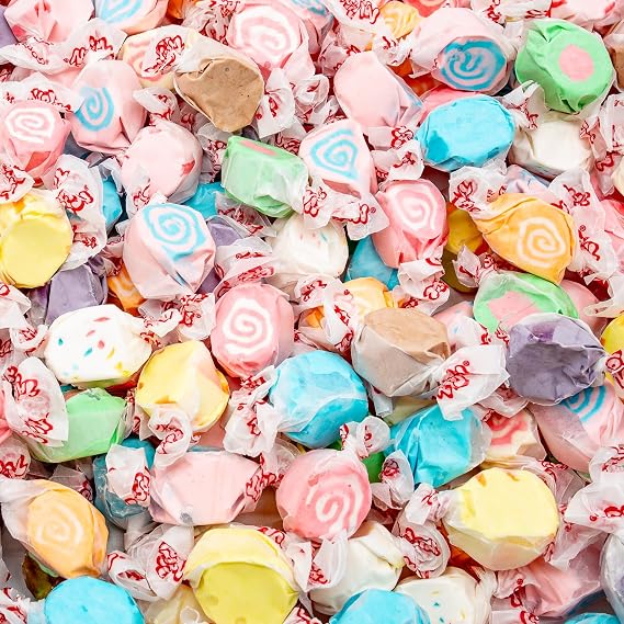 Salt Water Taffy 4 lb Individually Wrapped, 12 Fun Flavors, Old Fashioned Bulk Candy, Gluten and Nut Free