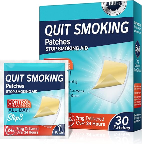 Quit Smoking Patches, Step 3 Stop Smoking Aids Patches, 7mg Quit Smoking Stickers that Work with 2 Weeks, Helping Quit Patch, Anti-Stickers- 30 Count