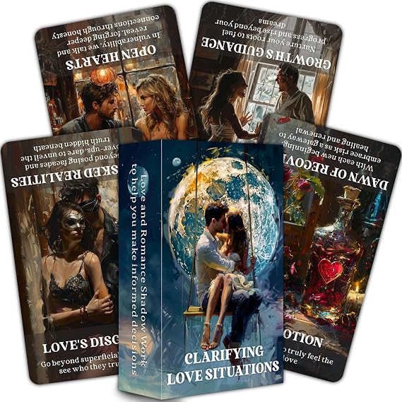 DPEHAKMK Clarifying Love Situations Oracle Cards, Shadow Work Deck for Twin Flames, Soulmates, Relationships, 56 Cards, Ages 13 and Up