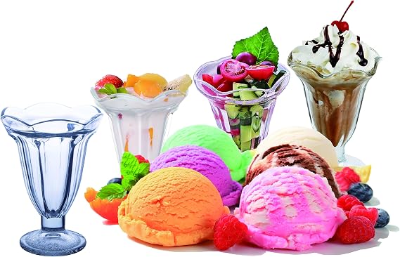Chefcaptain Set Of 4 Extra Large 10 Oz Milkshake Glasses And Sundae Cups, Thick Clear Glass Tulip Design, Zero Lead Dishwasher Safe