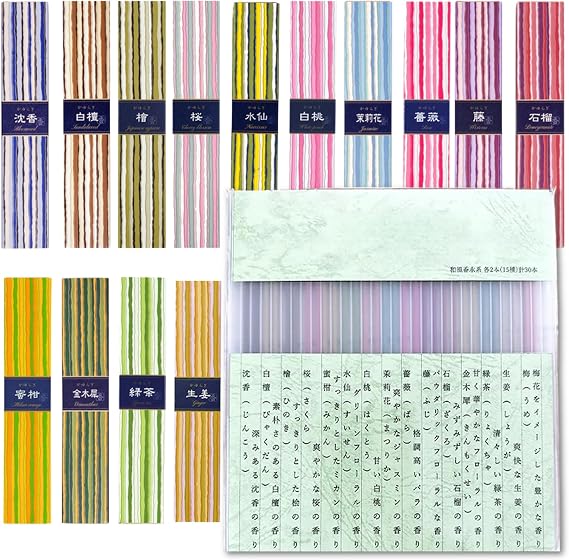 Kayuragi Incense, Assorted, 15 Types, 2 Each, 30 Sticks Kayuragi Incense, Assorted, 15 Types, 2 Each, 30 Sticks