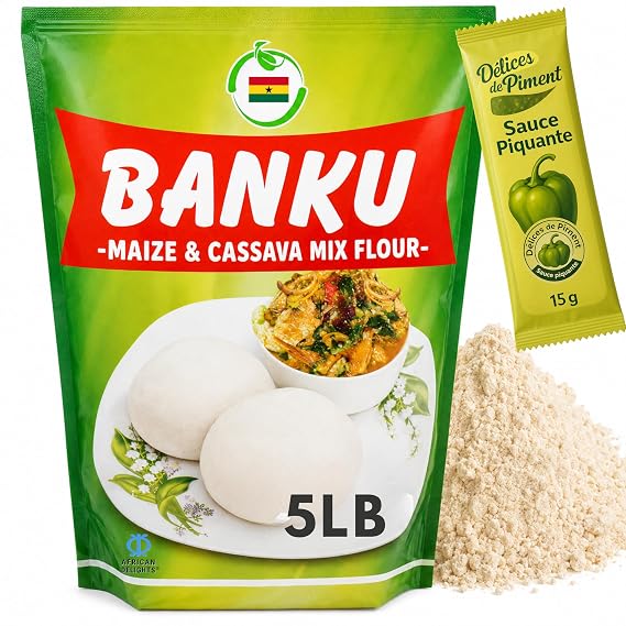 African Delights Banku Mix, Pounded Maize & Cassava Flour, 5 lb