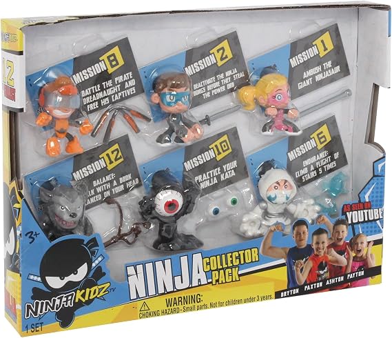 NINJA KIDZ TV Series 1 Collector Pack A | Includes 6 Ninja Action Figures and Mission Cards | Unique Removable Weapons | Great Gift & Fun Toy for Kids