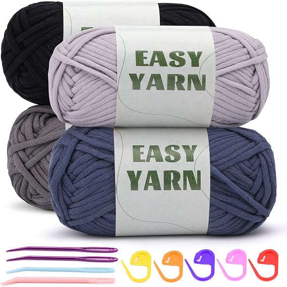 UzecPk 4 * 50g/1.76oz Beginner Yarn, 4 * 87yds Beginner Crochet Yarn