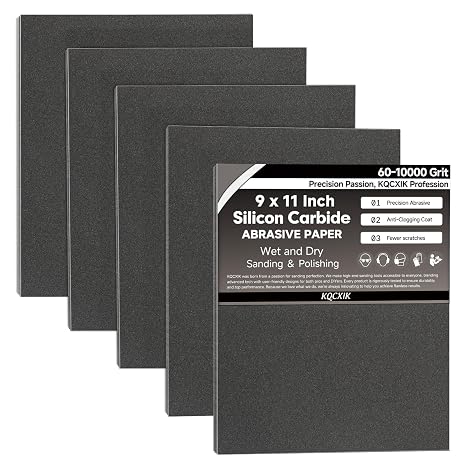 12-Sheet Premium 400 Grit Wet Dry Sandpaper, 9 x 11 Inch | Waterproof Silicon Carbide Abrasive, Tear-Resistant, Coarse and Fine Sand Paper for Wood Metal Auto Paint Plastic
