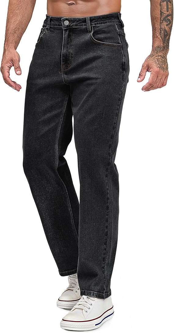 Men's Regular Fit Stretch Jeans Casual Straight Leg Denim Pants