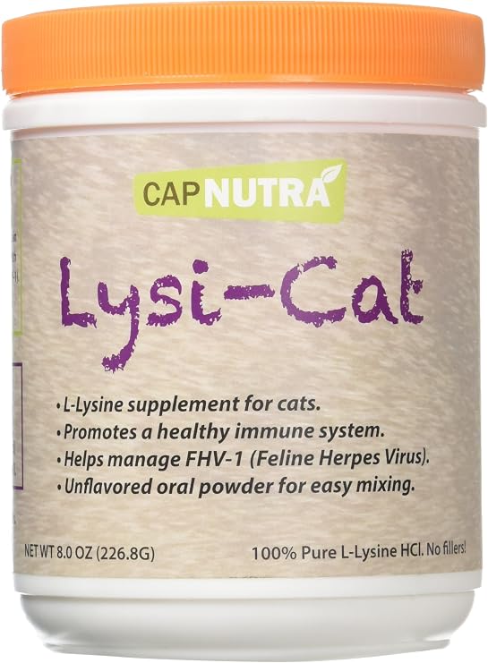 Lysi-Cat Lysine Supplement for Cats, 8 oz. Canister, 500 Servings, Supports a Healthy Immune System, Free Scoop Included!