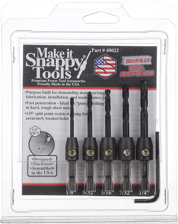 Make it Snappy Tools Ironman 5 piece Quick Change Drill Bit Adapter Set for Metalworking, Fabrication and Installation