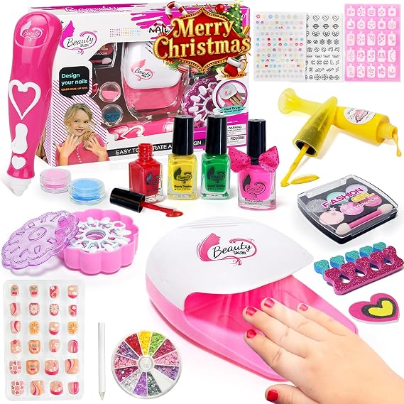 Kids Nail Polish Set for Girl, All-in-One DIY Nail Art Kit