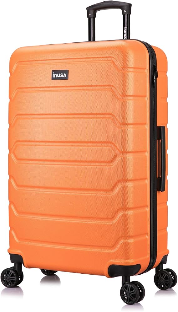 InUSA Trend Plastic 4-Wheel Spinner Luggage, Orange (IUTRE00L-ORA)