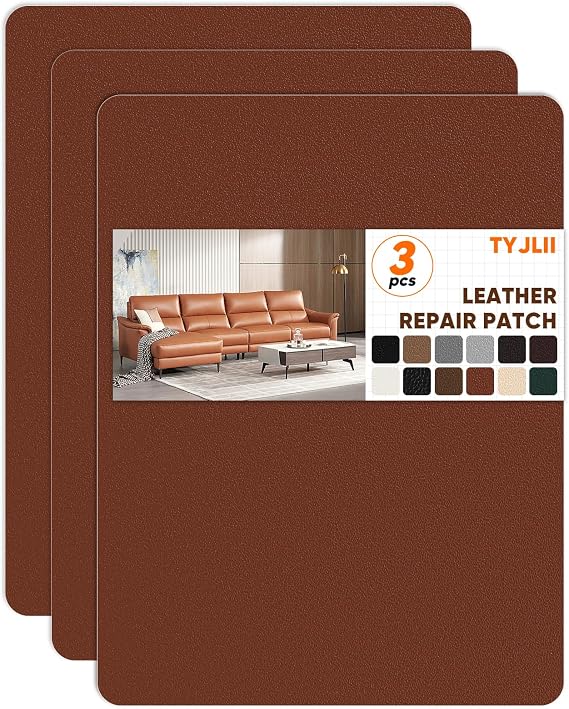 Leather Repair Patch Self Adhesive,8.3 x 11 Vinyl Patch Kit,Leather Repair Kit for Furniture,Car Seat,Couch,Office Chair.(Brown)