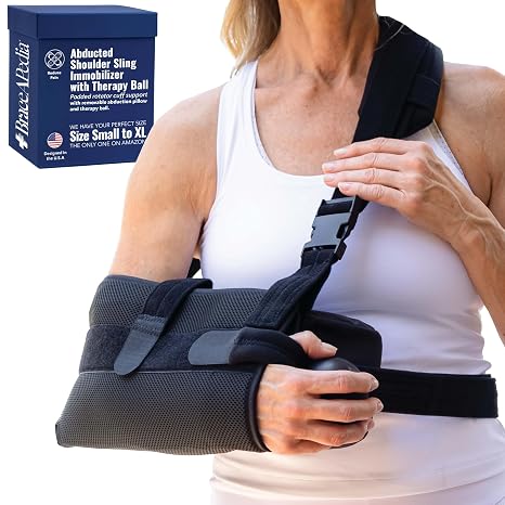 PerfectFit Arm Sling Shoulder Immobilizer with Abductor, Large | Structured Support, Abductor Pillow Included, With Therapy Ball, for Rotator Cuff & Surgery Recovery, Men & Women