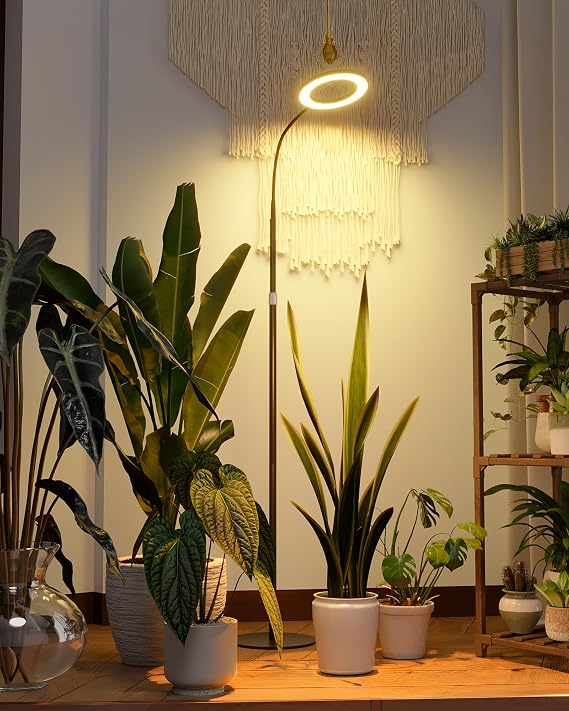 Bamworld Grow Lights for Indoor Plants, Full Spectrum Plant Lights for Indoor Growing, Floor Grow Lamp for Large Plants, Auto ON/Off Timer 3/9/12H, 10