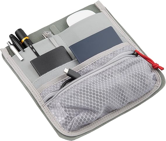 Vertx Admin Organizer Multi Pocket for Backpack, Bag Organization, Hook and Loop Attachment, Grey - One Size