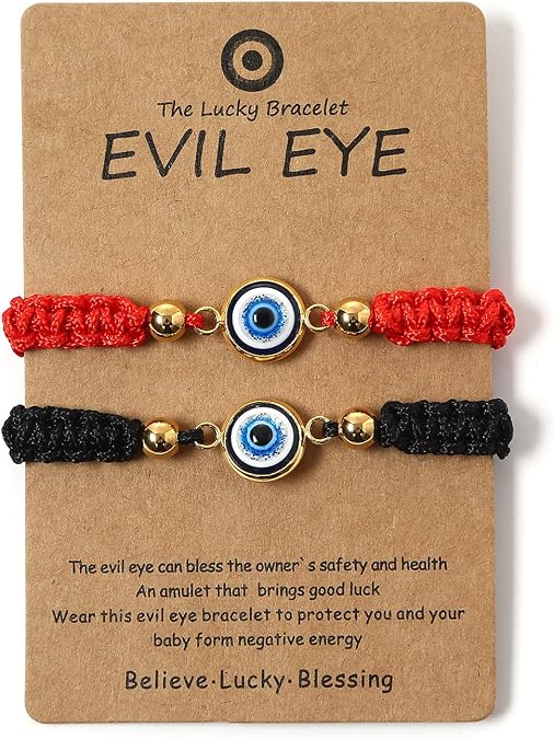 Evil Eye Red Bracelets for Protection - Red String Amulet Adjustable Bracelet For Women Men | Link Knot Lucky Kabbalah Protection Bracelets