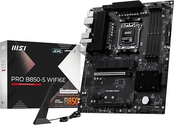MSI PRO B850-S WIFI6E, AM5 Motherboard, DDR5 8200MHz(OC), HDMI DP, 2x M.2, USB 10Gbps, 2.5G LAN, Wi-Fi 6E, ATX