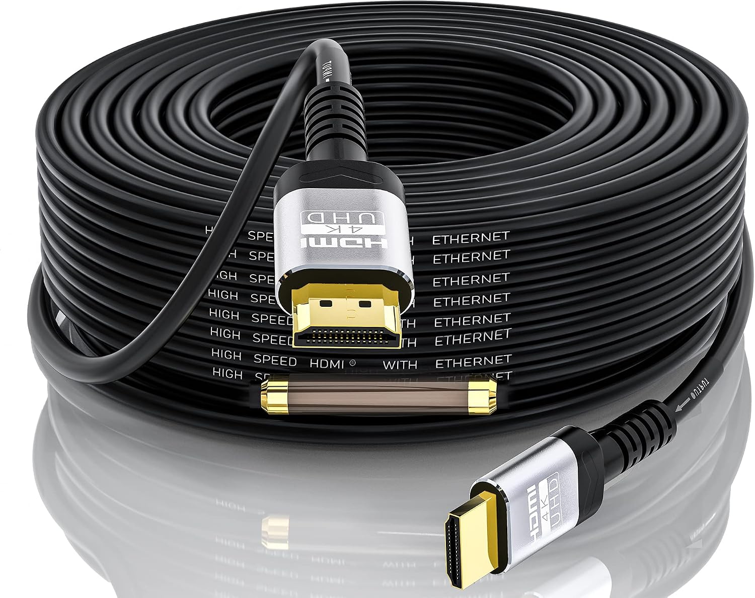 4K HDMIケーブル 30m，イコライザー付きハイスピード hdmi2.0 ケーブル & 4K 60hz 2K 1080P 3D HDCP2.2 イーサネット ARCオーディオリターンチャンネル，対応UHDテレビ、PC、モニター など適用