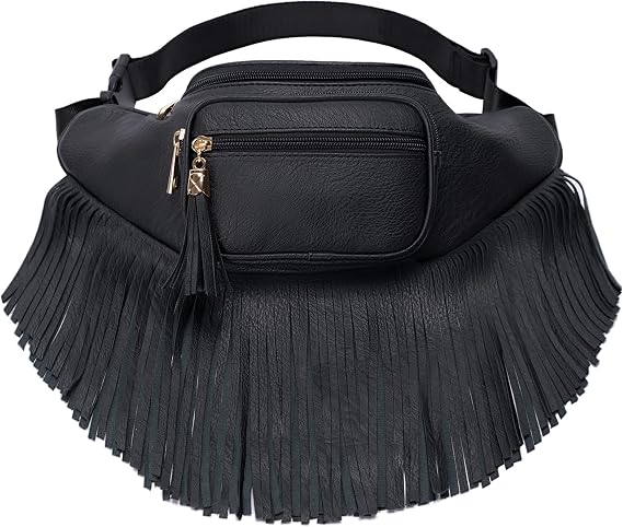 Solene Fringe Waist bag for women with Multi Zipper Pockets
