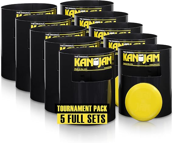 Kan Jam Disc Toss, Frisbees for Adults, 2 Goals & 1 Disc, 5 Pack | For 20 Players at Once, 168g Throwing Disc, Folds Flat for Tailgates, Beach & Yard Games, Bounce Disc