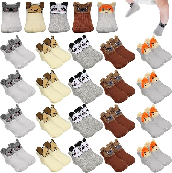 Suhine 20 Pairs Preemie Newborn Cotton Socks for Baby
