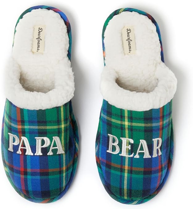 Dearfoams mens Gifts for Dad Funny Fathers Day Papa Bear Slipper