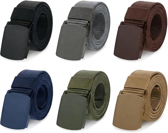 6 Pack Tactical Belt for Men, Metal Free Nylon Web Belts with Heavy Duty POM Buckle, 1.5" Work Utility Belt