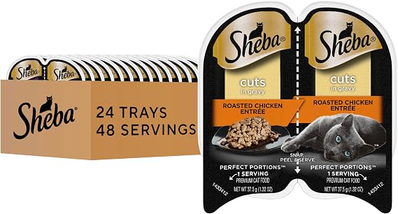 Sheba Perfect Portions Cuts Wet Cat Food, Roasted Chicken, 2.6 oz, 24 ct
