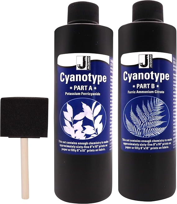 Jacquard Cyanotype Kit Sun Printing for Paper & Fabric Bundled Sponge Brush