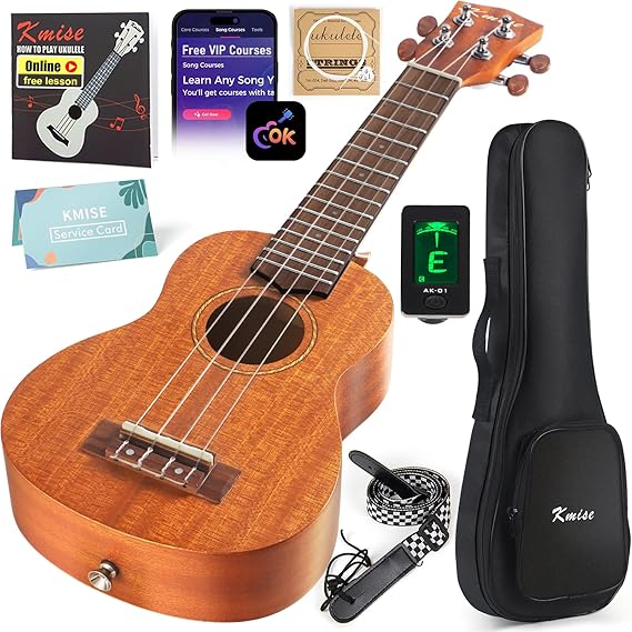 Kmise Professional Ukulele for Adult Beginner, Free Online Lesson 21 inch Soprano Mahogany Ukelele with Kids Ukele Bundle Starter Kit Gig Bag Case, Strap, Tuner, Nylon Strings, Book, Uke Gift Choice