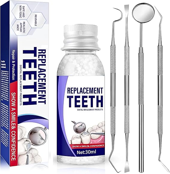 Tooth Filling Repair Kit,Temporary Tooth Repair Kit with Moldable False Teeth,Filling Repair Beads for Fixing Missing,Broken or Chipped Teeth,Reusable Safe Replacement Set