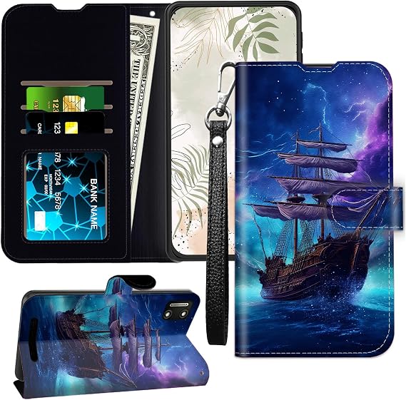 for Cloud Mobile Stratus C7 Wallet Case with RFID Blocking Card Slot Leather Cover for Cloud Stratus C7 with Wristlet Strap Kickstand Phone Case for Cloud Stratus C7, Purple Ship