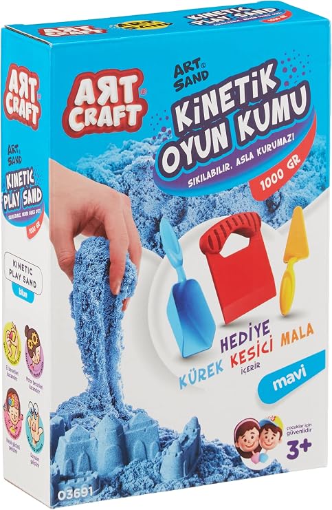 Art Craft 03691 Kinetic Play Sand with Accessories, Blue, 1000 gr